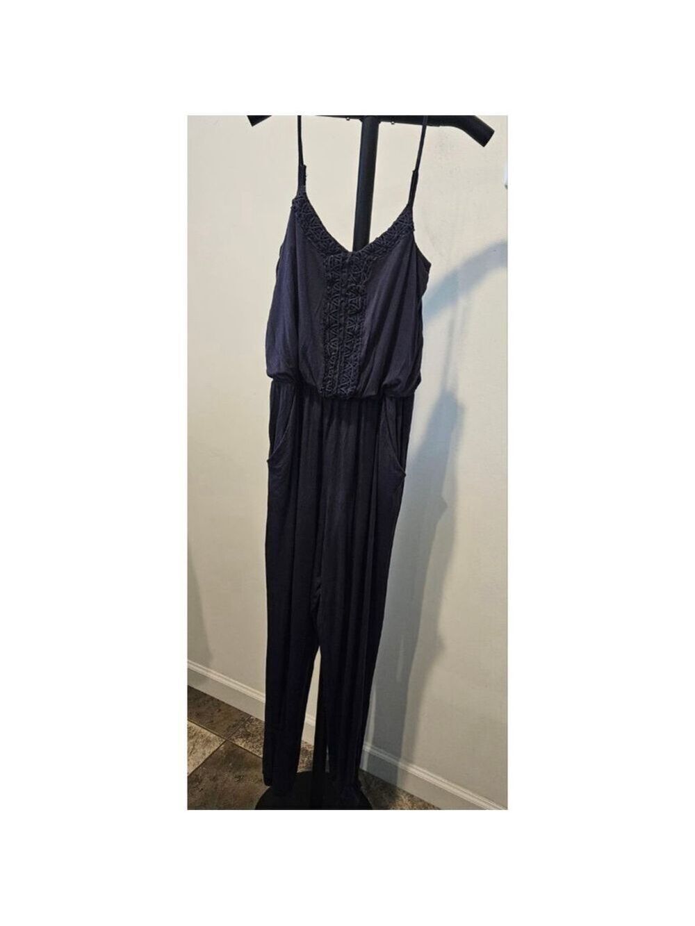 Women's American Rag Cie Jumpsuit With Embroidery Detail Size M Blue